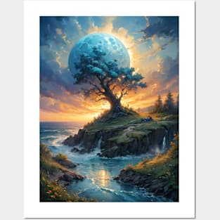 Lunar Tree Landscape Posters and Art